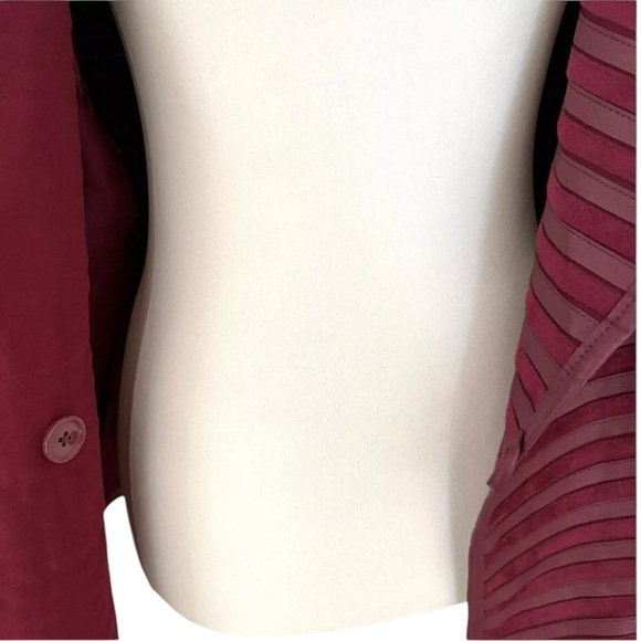 The Limited Wonen Faux Suede Pieced Open Moto Jacket Oxblood Red 2X - Picture 8 of 16